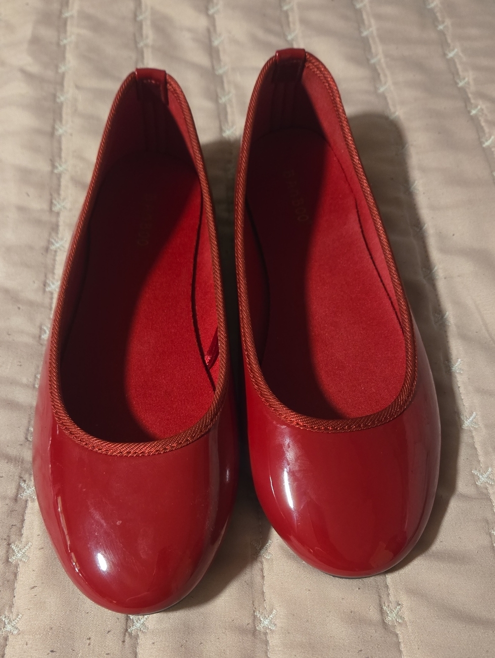 BAMBOO Red Patent Ballet Flats